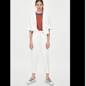 Zara White Paper Bag Pants